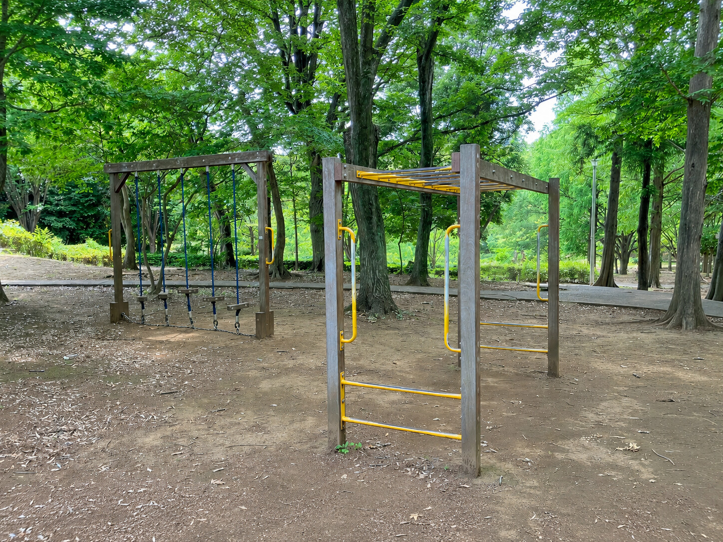 萱田地区公園のうんていと鉄棒